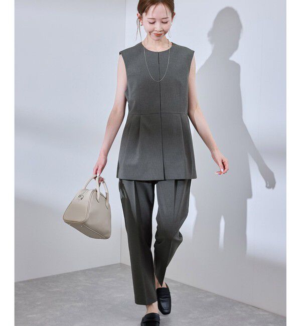 Rope&rsquo;Picnic「【UV対応】【リネンライク・シリーズ】ペプラムジレベスト/通勤・セットアップ対応」|ベスト・ジレ|