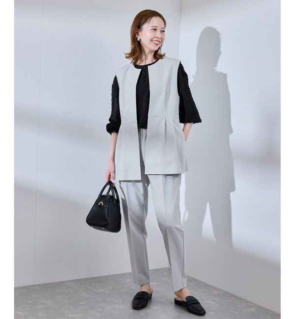 Rope&rsquo;Picnic「【UV対応】【リネンライク・シリーズ】ペプラムジレベスト/通勤・セットアップ対応」|ベスト・ジレ|