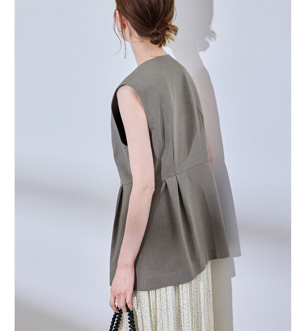 Rope&rsquo;Picnic「【UV対応】【リネンライク・シリーズ】ペプラムジレベスト/通勤・セットアップ対応」|ベスト・ジレ|