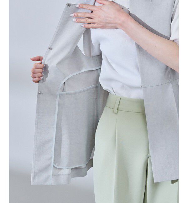 Rope&rsquo;Picnic「【UV対応】【リネンライク・シリーズ】ペプラムジレベスト/通勤・セットアップ対応」|ベスト・ジレ|