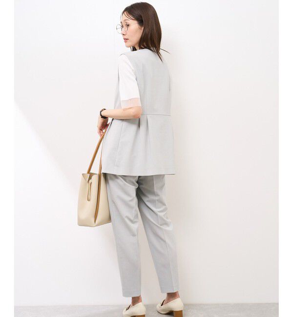 Rope&rsquo;Picnic「【UV対応】【リネンライク・シリーズ】ペプラムジレベスト/通勤・セットアップ対応」|ベスト・ジレ|