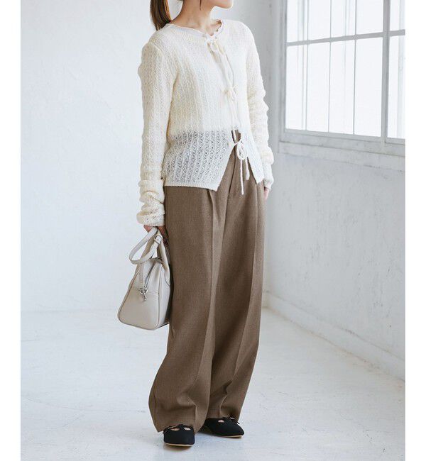 Rope&rsquo;Picnic「【低身長・小柄さんサイズ】レディハンサムシリーズ ウールライクウエストタックセミワイドパンツ」|スラックス|