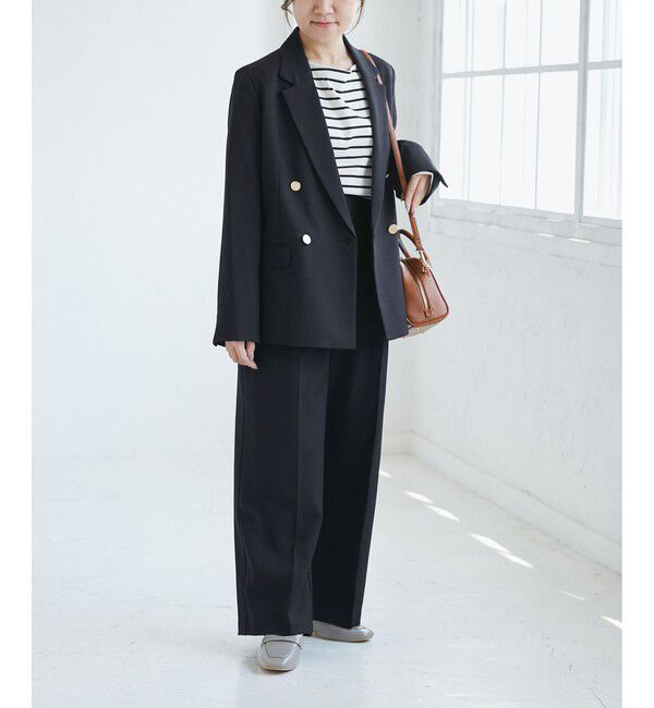 Rope&rsquo;Picnic「【低身長・小柄さんサイズ】レディハンサムシリーズ ウールライクウエストタックセミワイドパンツ」|スラックス|