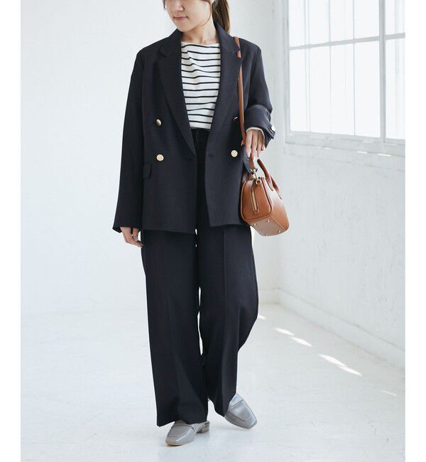 Rope&rsquo;Picnic「【低身長・小柄さんサイズ】レディハンサムシリーズ ウールライクウエストタックセミワイドパンツ」|スラックス|