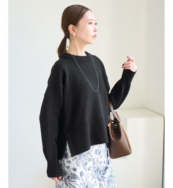 Rope&rsquo;Picnic「【新色追加】着丈が選べるクルーネックサイドスリットニットプルオーバー/イージーケア」|ニット・セーター|