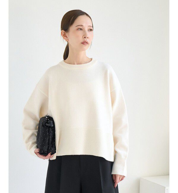 Rope&rsquo;Picnic「【新色追加】着丈が選べるクルーネックサイドスリットニットプルオーバー/イージーケア」|ニット・セーター|