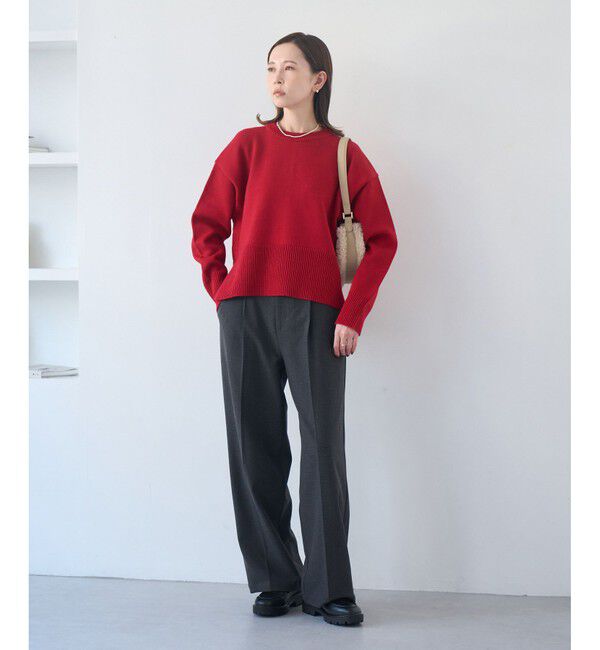 Rope&rsquo;Picnic「【新色追加】着丈が選べるクルーネックサイドスリットニットプルオーバー/イージーケア」|ニット・セーター|
