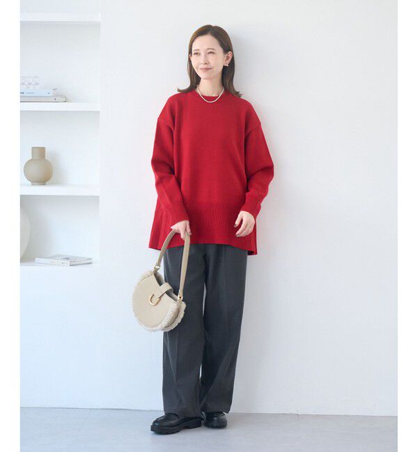 Rope&rsquo;Picnic「【新色追加】着丈が選べるクルーネックサイドスリットニットプルオーバー/イージーケア」|ニット・セーター|