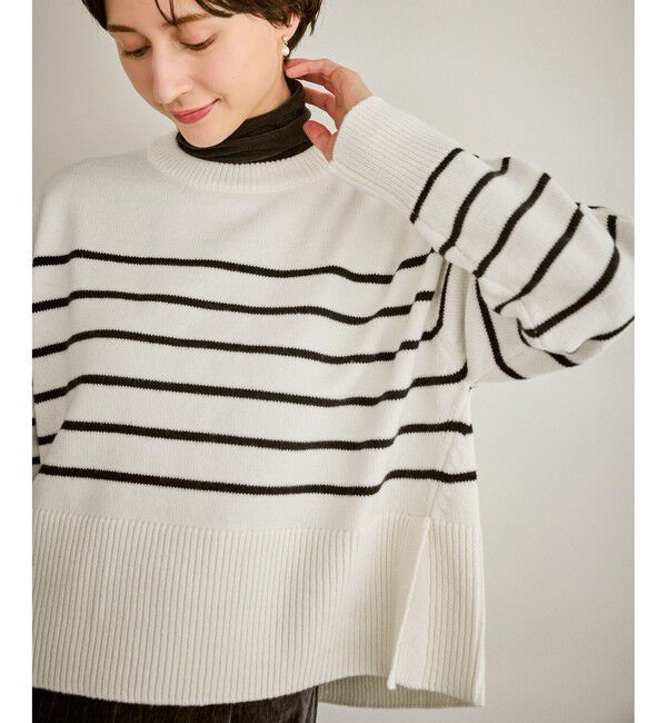 Rope&rsquo;Picnic「【新色追加】着丈が選べるクルーネックサイドスリットニットプルオーバー/イージーケア」|ニット・セーター|