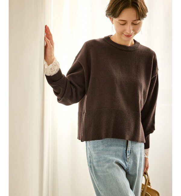 Rope&rsquo;Picnic「【新色追加】着丈が選べるクルーネックサイドスリットニットプルオーバー/イージーケア」|ニット・セーター|