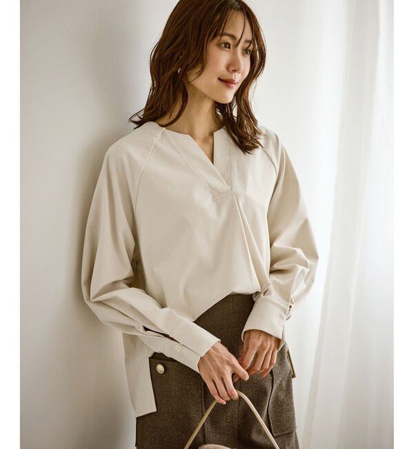 Rope&rsquo;Picnic「【emur/エミュール】ストレッチ起毛あわせネックブラウス」|シャツ・ブラウス|