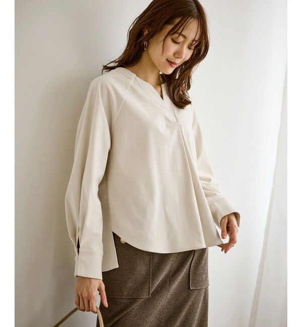 Rope&rsquo;Picnic「【emur/エミュール】ストレッチ起毛あわせネックブラウス」|シャツ・ブラウス|
