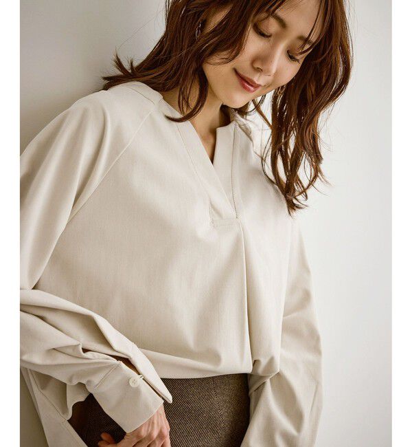 Rope&rsquo;Picnic「【emur/エミュール】ストレッチ起毛あわせネックブラウス」|シャツ・ブラウス|