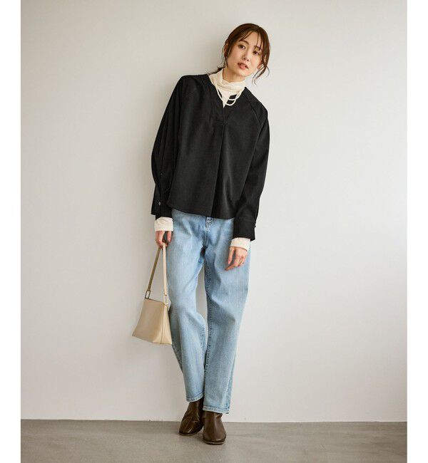 Rope&rsquo;Picnic「【emur/エミュール】ストレッチ起毛あわせネックブラウス」|シャツ・ブラウス|