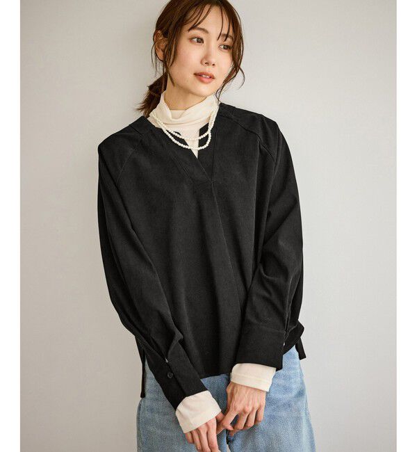 Rope&rsquo;Picnic「【emur/エミュール】ストレッチ起毛あわせネックブラウス」|シャツ・ブラウス|