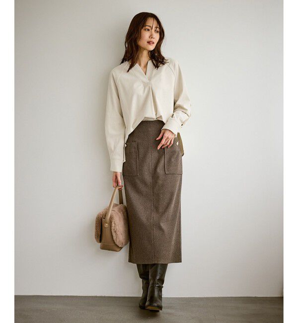 Rope&rsquo;Picnic「【emur/エミュール】ストレッチ起毛あわせネックブラウス」|シャツ・ブラウス|