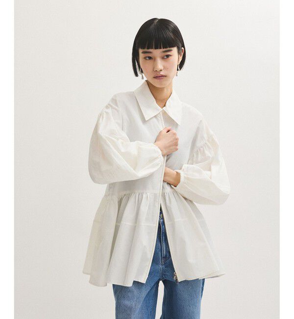 ADAM ET ROPE'「【サステナブル】ペプラムブラウス」|シャツ・ブラウス|