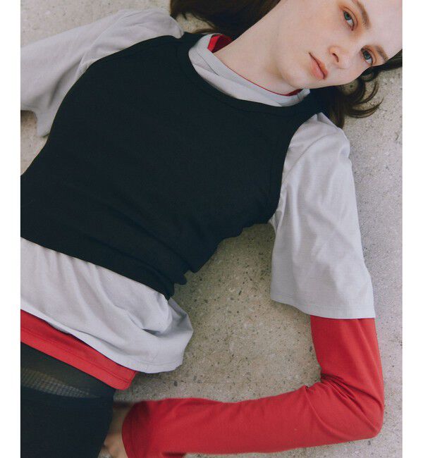 ADAM ET ROPE'「3レイヤードジャージートップス」|Tシャツ・カットソー|ブラック系(02)