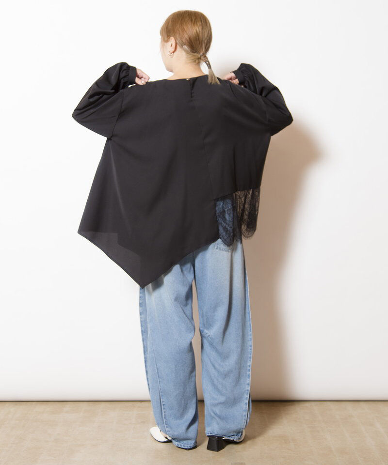  「アシンメトリーレース切替ブラウス」|シャツ・ブラウス|