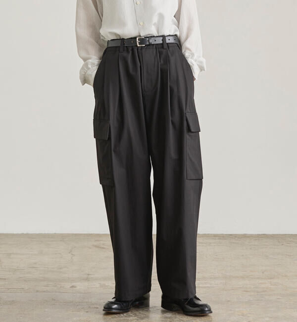  「nicholson & nicholson | コットン ツイルワイドカーゴパンツ WOMEN」|チノ|NAVY