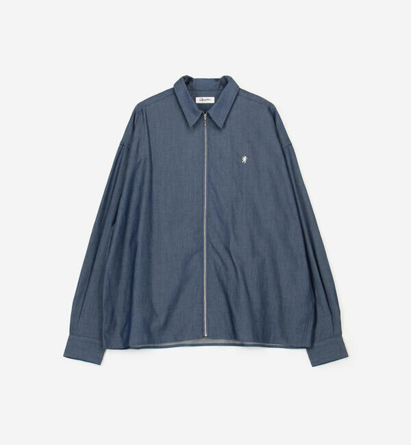 GYMPHLEX「Gymphlex | インディゴツイル 長袖ジップシャツ MEN」|シャツ・ブラウス|