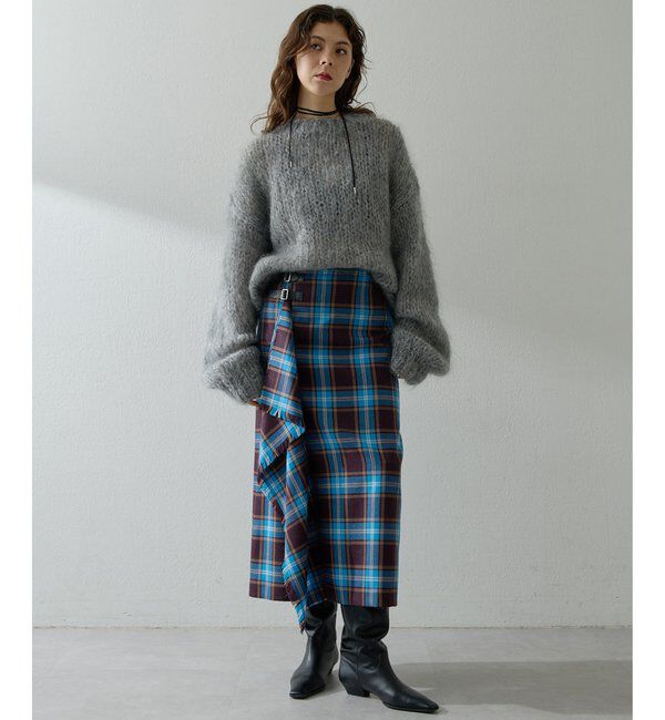  「チェックフリンジスカート」|スカート|