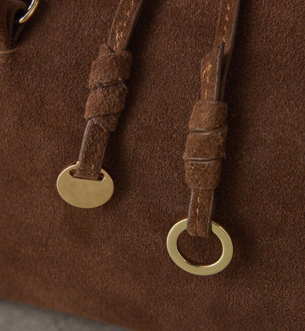  「【500mlペットボトル収納可/牛革】レザーチャームボストンバッグ/スエード」|ボストンバッグ|