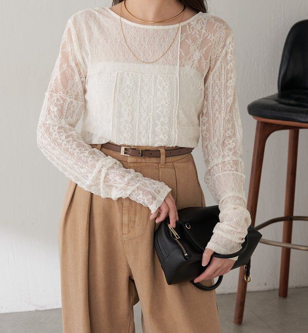  「QanosレースパッチワークロンT」|Tシャツ・カットソー|