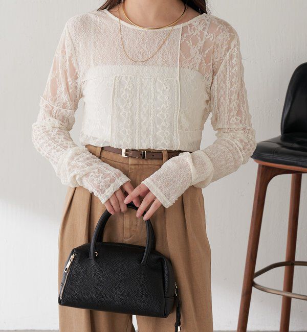  「QanosレースパッチワークロンT」|Tシャツ・カットソー|