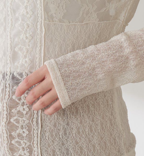  「QanosレースパッチワークロンT」|Tシャツ・カットソー|