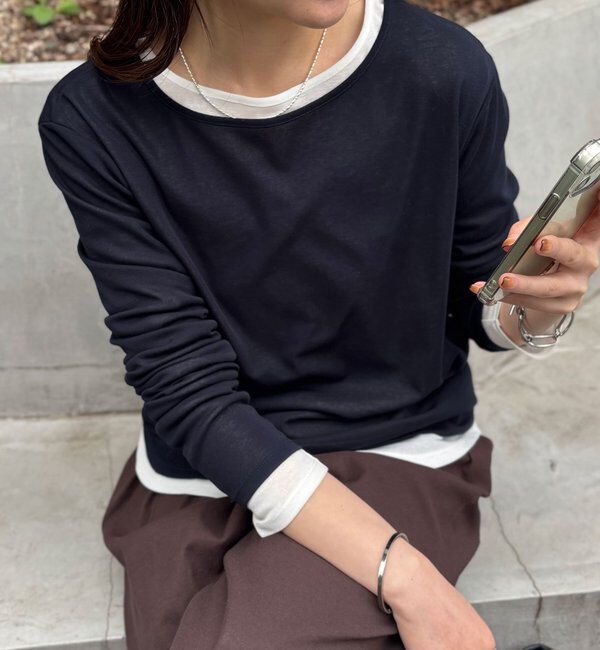  「ベーシックシアーロンT」|Tシャツ・カットソー|ネイビー