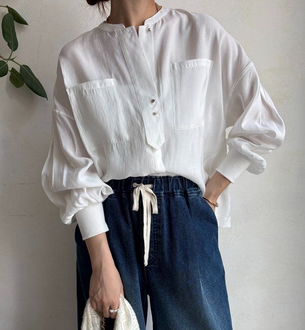  「【新色追加】リブブルゾン風シャツ」|シャツ・ブラウス|