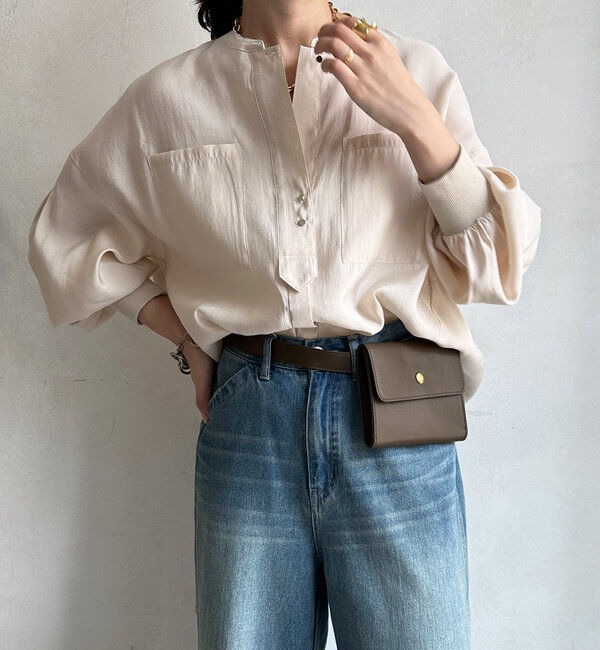  「【新色追加】リブブルゾン風シャツ」|シャツ・ブラウス|