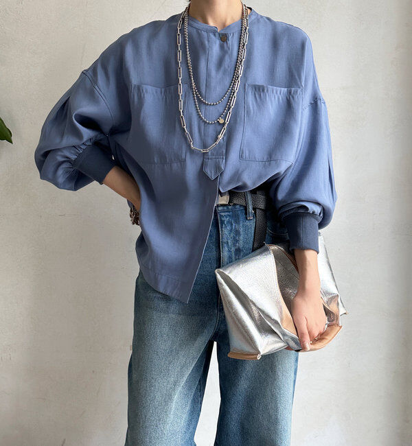  「【新色追加】リブブルゾン風シャツ」|シャツ・ブラウス|