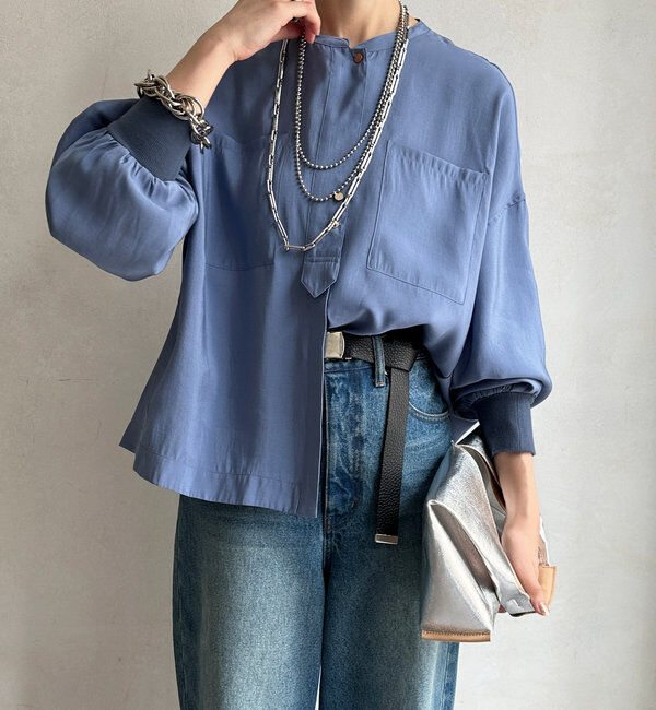  「【新色追加】リブブルゾン風シャツ」|シャツ・ブラウス|