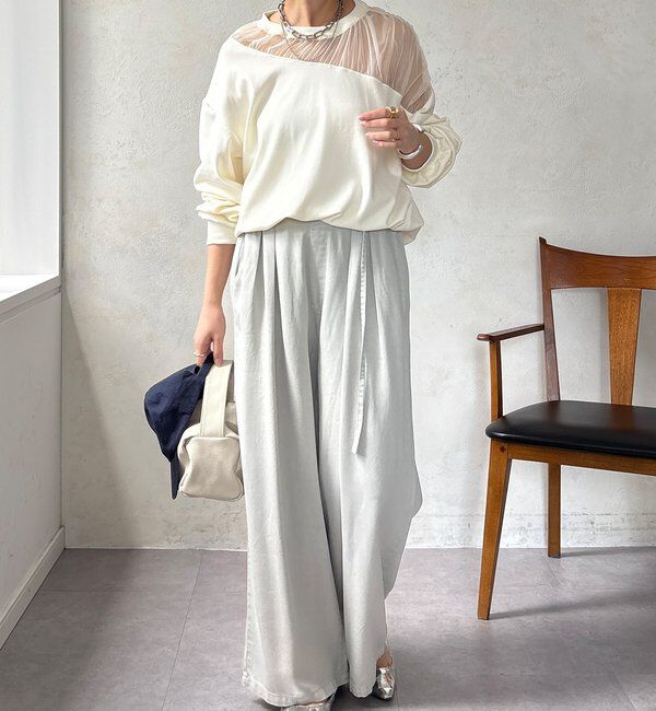  「【WEB限定】シアー切替カットソー」|Tシャツ・カットソー|