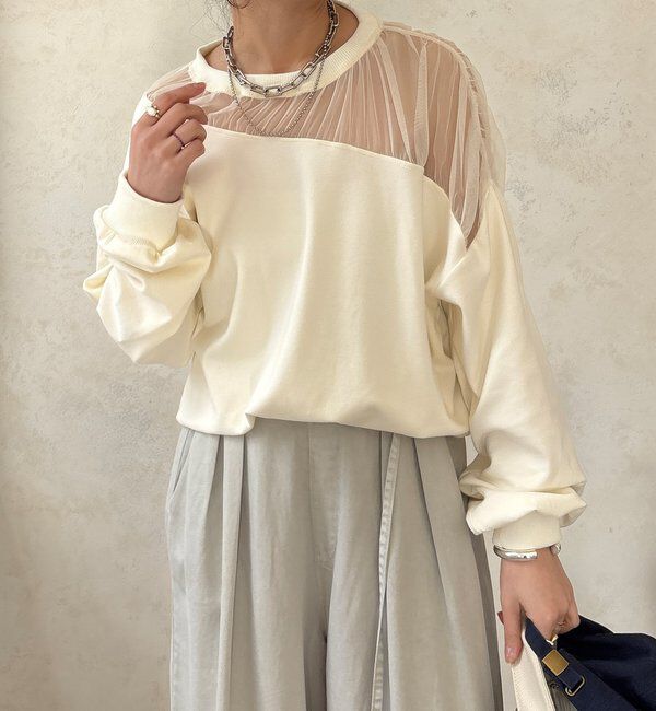  「【WEB限定】シアー切替カットソー」|Tシャツ・カットソー|