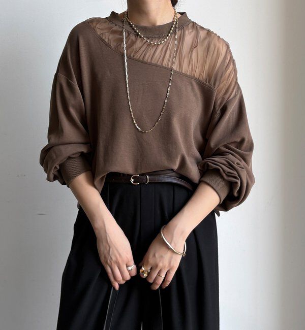  「【WEB限定】シアー切替カットソー」|Tシャツ・カットソー|