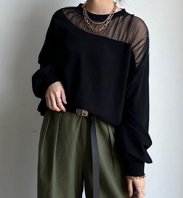  「【WEB限定】シアー切替カットソー」|Tシャツ・カットソー|