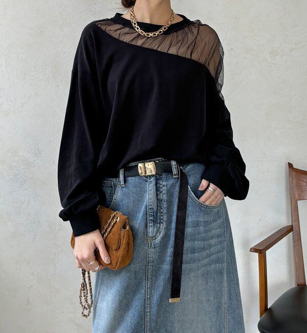  「【WEB限定】シアー切替カットソー」|Tシャツ・カットソー|