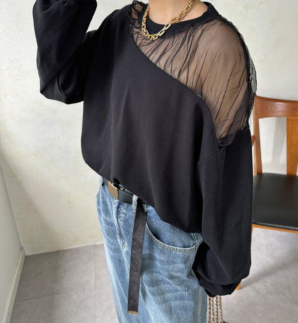  「【WEB限定】シアー切替カットソー」|Tシャツ・カットソー|