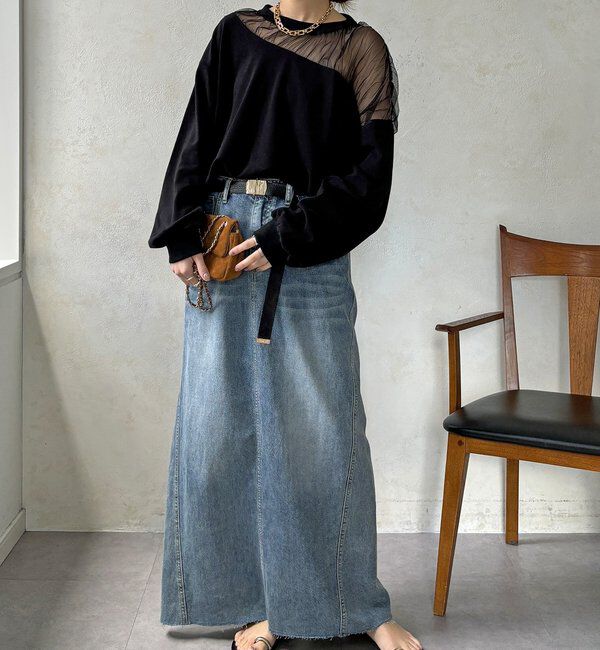  「【WEB限定】シアー切替カットソー」|Tシャツ・カットソー|