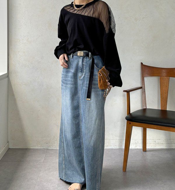  「【WEB限定】シアー切替カットソー」|Tシャツ・カットソー|