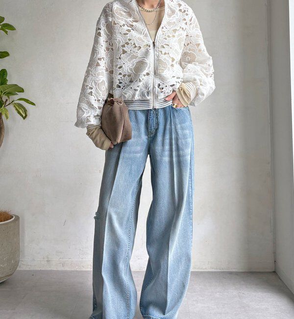  「【WEB限定】フラワーレースブルゾン」|ブルゾン・スタジャン|