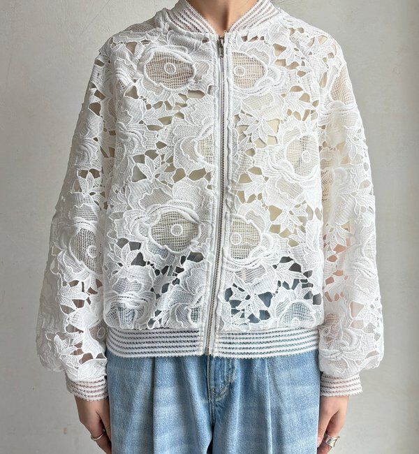  「【WEB限定】フラワーレースブルゾン」|ブルゾン・スタジャン|