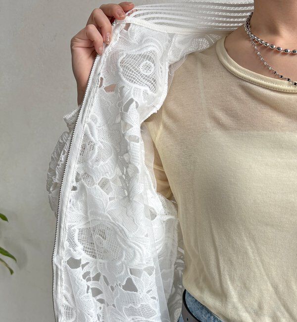  「【WEB限定】フラワーレースブルゾン」|ブルゾン・スタジャン|