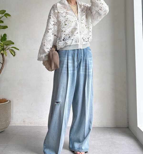  「【WEB限定】フラワーレースブルゾン」|ブルゾン・スタジャン|