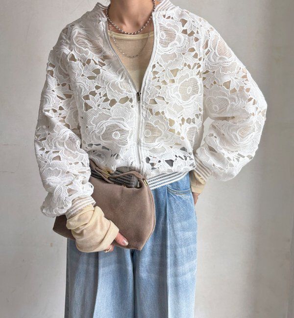  「【WEB限定】フラワーレースブルゾン」|ブルゾン・スタジャン|