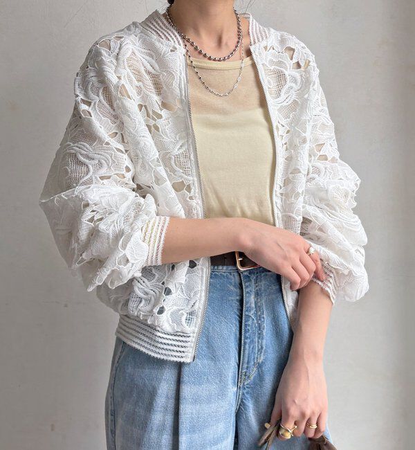  「【WEB限定】フラワーレースブルゾン」|ブルゾン・スタジャン|