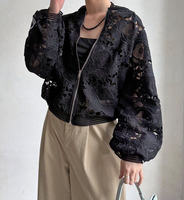  「【WEB限定】フラワーレースブルゾン」|ブルゾン・スタジャン|